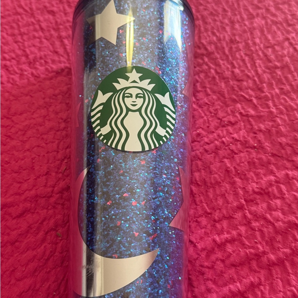 Starbucks Blue Glitter Tumbler with Stars